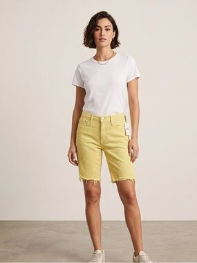 Ag Adriano Goldschmied Yellow Frayed Hem Jean Shorts